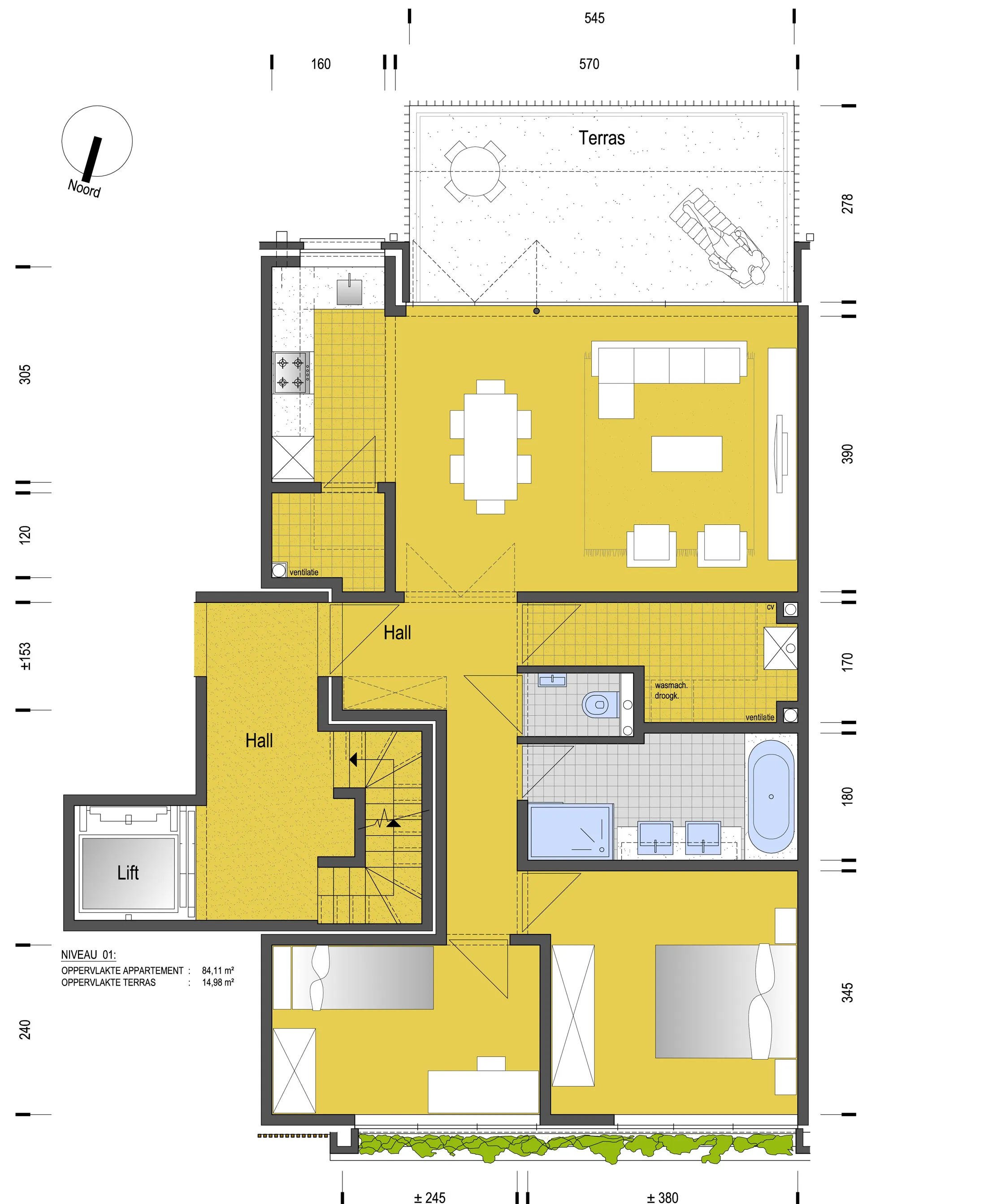 Nieuw appartement met terras (15m2), tuin en staanplaats